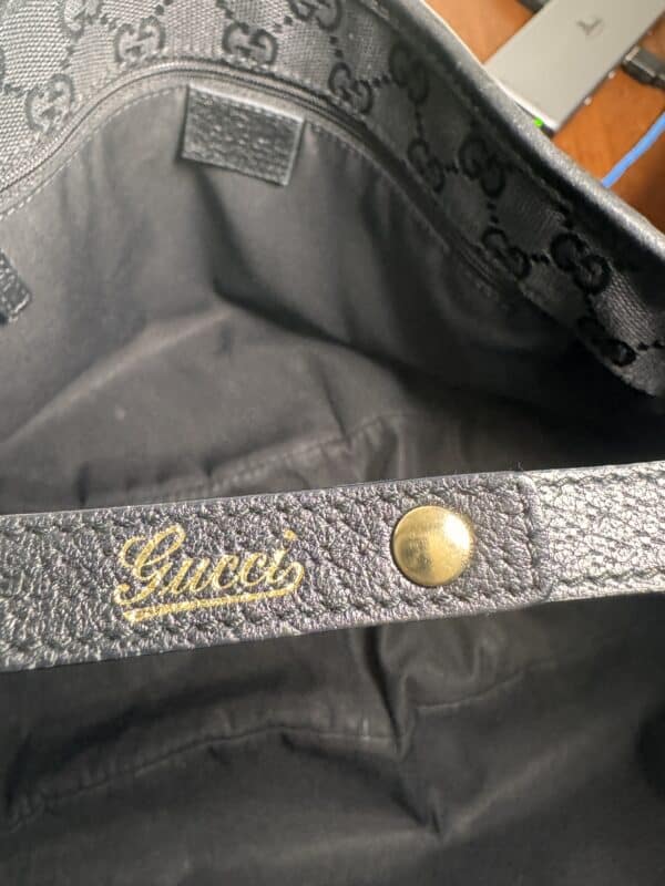 IMG_2731 Gucci Abbey Large Black Leather Shoulder Tote Bag Gold Hardware