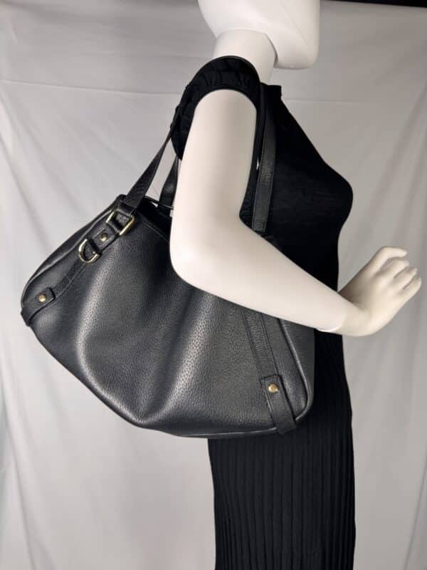 IMG_2738 Gucci Abbey Large Black Leather Shoulder Tote Bag Gold Hardware