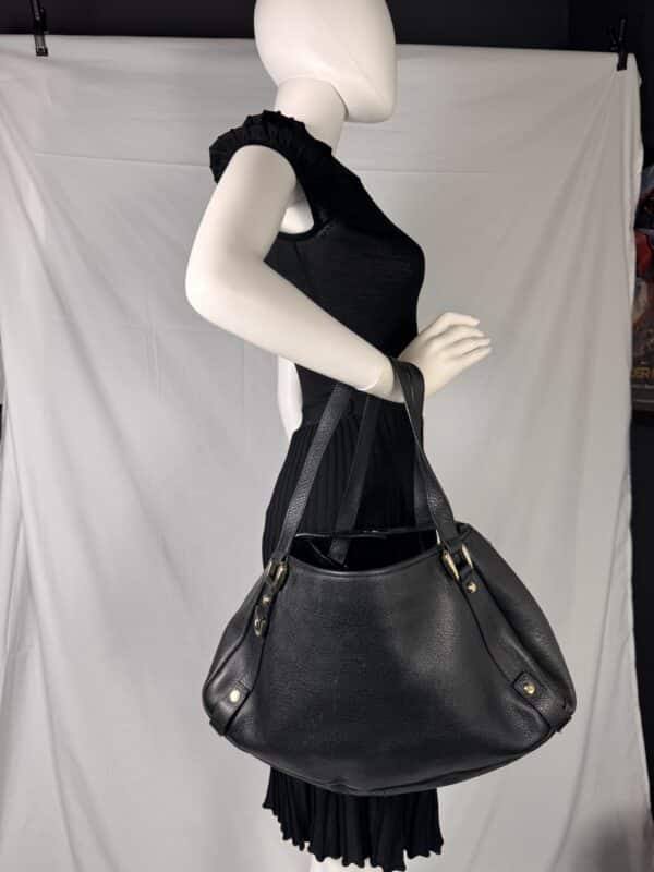 IMG_2739 Gucci Abbey Large Black Leather Shoulder Tote Bag Gold Hardware