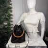 IMG_6625 Gucci Bamboo handle bucket bag black with brown bamboo handle two way