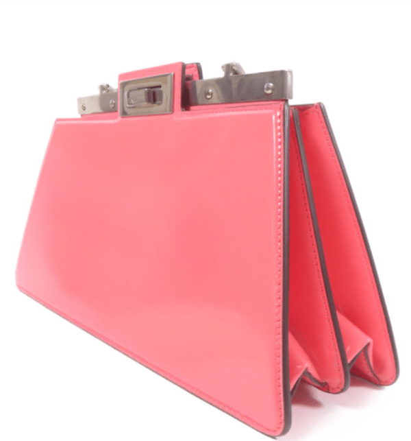 Screenshot 2026-02-03 142924 Fendi Peekaboo Cut Medium Pink Brushed Leather Shoulder Bag Silver O’Lock Chain 8BN340