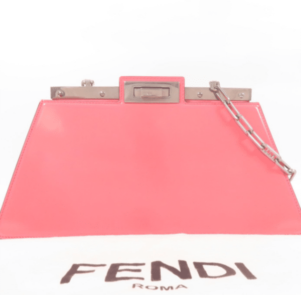 Screenshot 2026-02-03 143121 Fendi Peekaboo Cut Medium Pink Brushed Leather Shoulder Bag Silver O’Lock Chain 8BN340