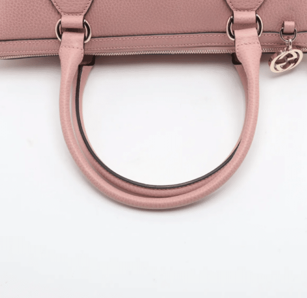 Screenshot 2026-03-07 093244 Gucci Dollar Calfskin GG Charm Satchel Soft Pink Pebbled Leather 2-Way Tote Shoulder Bag