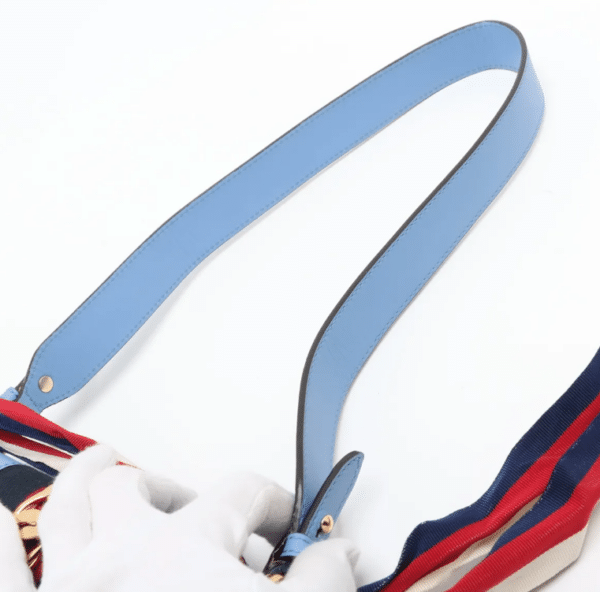 Screenshot 2026-03-07 094632 Gucci Sylvie Mini Light Blue Leather Web Chain Shoulder Bag 431666