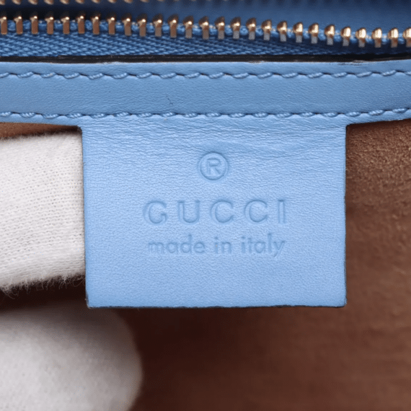 Screenshot 2026-03-07 094657 Gucci Sylvie Mini Light Blue Leather Web Chain Shoulder Bag 431666
