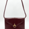 Vintage Gucci Burgundy Leather Equestrian Stirrup Clasp Shoulder Bag