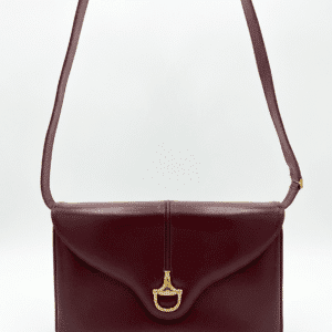 Vintage Gucci Burgundy Leather Equestrian Stirrup Clasp Shoulder Bag