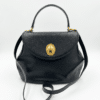 vintage dior black Vintage Christian Dior Black Grained Leather 2-Way Top Handle Shoulder Bag Gold CD Logo