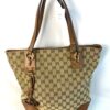 177303313476385_IMG_7450 Gucci Vintage Original GG Canvas Wooden Charm Tote Brown Leather
