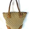 177303313476386_IMG_7451 Gucci Vintage Original GG Canvas Wooden Charm Tote Brown Leather