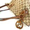177303313476389_IMG_7446 Gucci Vintage Original GG Canvas Wooden Charm Tote Brown Leather