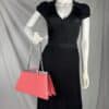 IMG_2163 Fendi Peekaboo Cut Medium Pink Brushed Leather Shoulder Bag Silver O’Lock Chain 8BN340