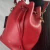 IMG_2172 Fendi Mon Tresor Red Calfskin Leather Bucket Shoulder Bag Gold Hardware