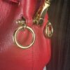 IMG_2176 Fendi Mon Tresor Red Calfskin Leather Bucket Shoulder Bag Gold Hardware