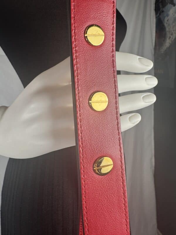 IMG_2177 Fendi Mon Tresor Red Calfskin Leather Bucket Shoulder Bag Gold Hardware