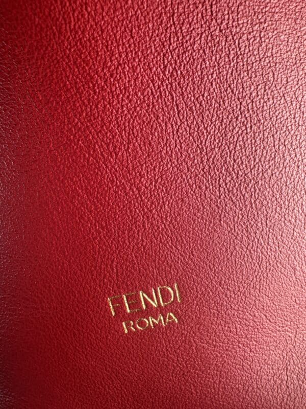 IMG_2179 Fendi Mon Tresor Red Calfskin Leather Bucket Shoulder Bag Gold Hardware