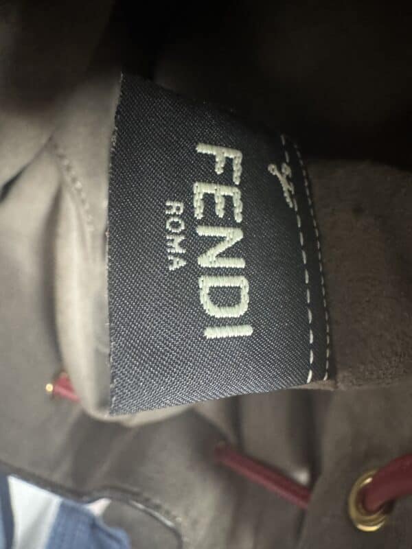 IMG_2181 Fendi Mon Tresor Red Calfskin Leather Bucket Shoulder Bag Gold Hardware