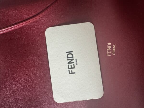 IMG_2184 Fendi Mon Tresor Red Calfskin Leather Bucket Shoulder Bag Gold Hardware