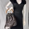 IMG_2741 Gucci Bamboo handle bucket bag black with brown bamboo handle two way