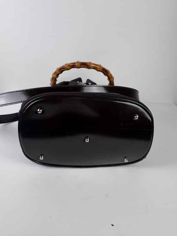 IMG_2750 Gucci Bamboo handle bucket bag black with brown bamboo handle two way