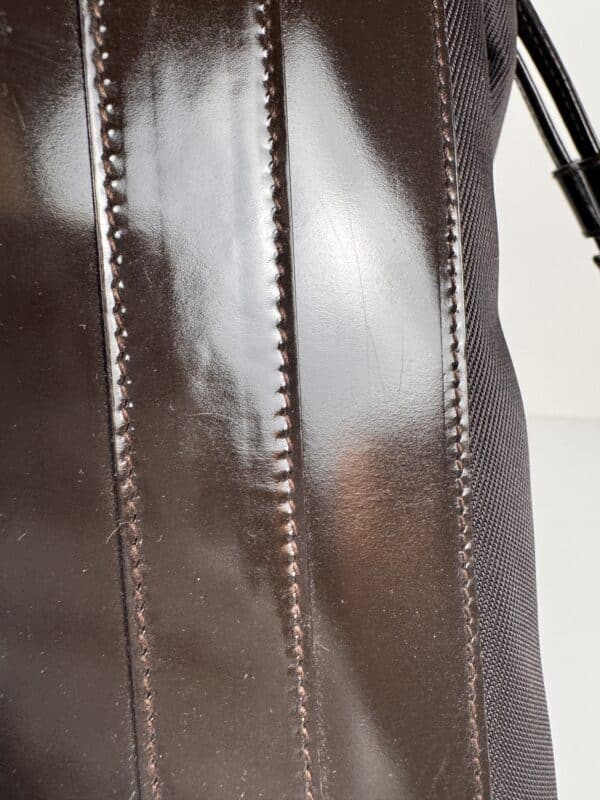 IMG_2757 Gucci Bamboo handle bucket bag black with brown bamboo handle two way