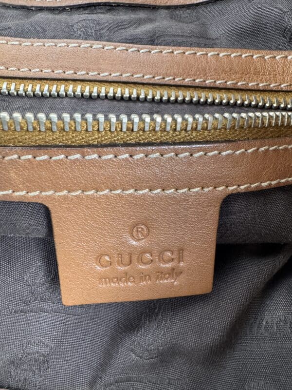 IMG_2767 Gucci Vintage Original GG Canvas Wooden Charm Tote Brown Leather