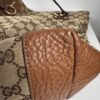 IMG_2772 Gucci Vintage Original GG Canvas Wooden Charm Tote Brown Leather