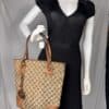 IMG_2774 Gucci Vintage Original GG Canvas Wooden Charm Tote Brown Leather