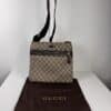 Gucci GG Supreme Canvas Front Zip Messenger Crossbody Bag Brown Adjustable Strap