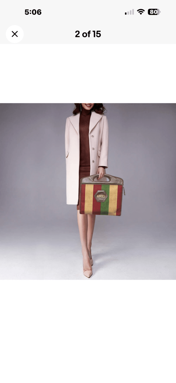 IMG_3593 Gucci Aria 100th Anniversary Multicolor Canvas Cutout Handle Tote New with Box & Dustbag