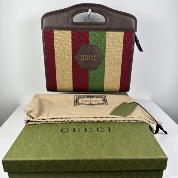 IMG_3594 Gucci Aria 100th Anniversary Multicolor Canvas Cutout Handle Tote New with Box & Dustbag