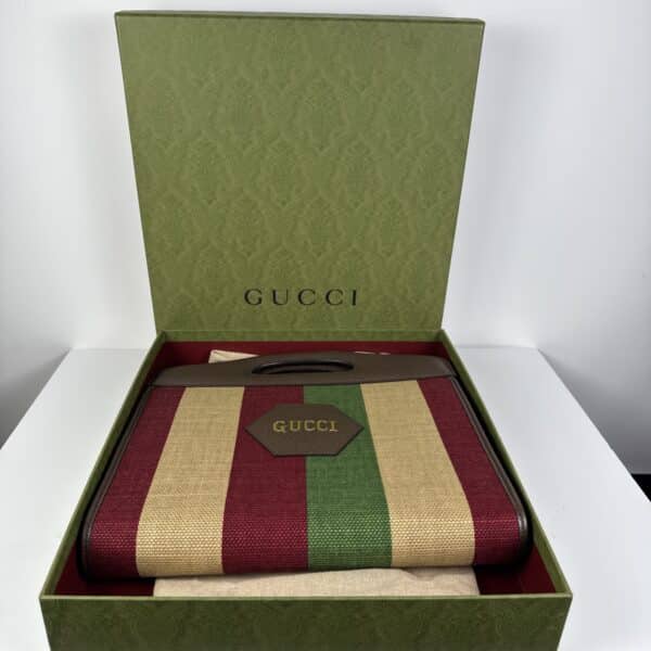 IMG_3609 Gucci Aria 100th Anniversary Multicolor Canvas Cutout Handle Tote New with Box & Dustbag
