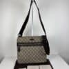 Gucci GG Supreme Canvas Front Zip Messenger Crossbody Bag Brown Adjustable Strap