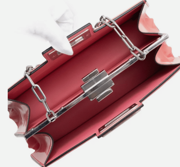 Screenshot 2026-03-07 162752 Fendi Peekaboo Cut Medium Pink Brushed Leather Shoulder Bag Silver O’Lock Chain 8BN340