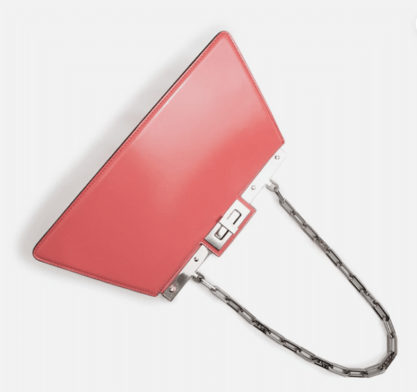 Screenshot 2026-03-07 162803 Fendi Peekaboo Cut Medium Pink Brushed Leather Shoulder Bag Silver O’Lock Chain 8BN340
