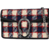 Gucci Dionysus Small Red Blue Ivory Tweed Black Leather Chain Bag