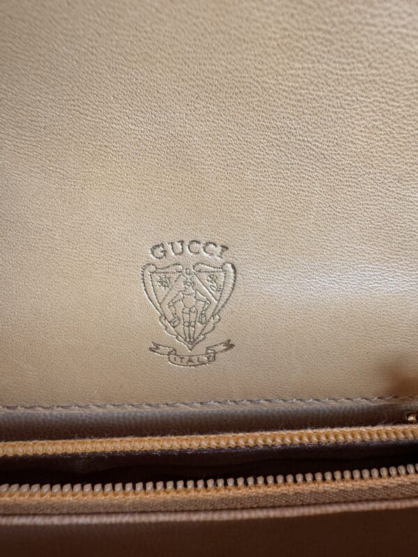 2026-05-12 17.51.52 Vintage Gucci Micro GG Saddle Shoulder Bag Brown Tan Leather Gold Hardware