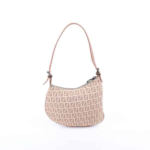 Fendi pink zucca 1 Fendi Zucchino Oyster Pink FF Canvas Shoulder Bag Vintage Y2K