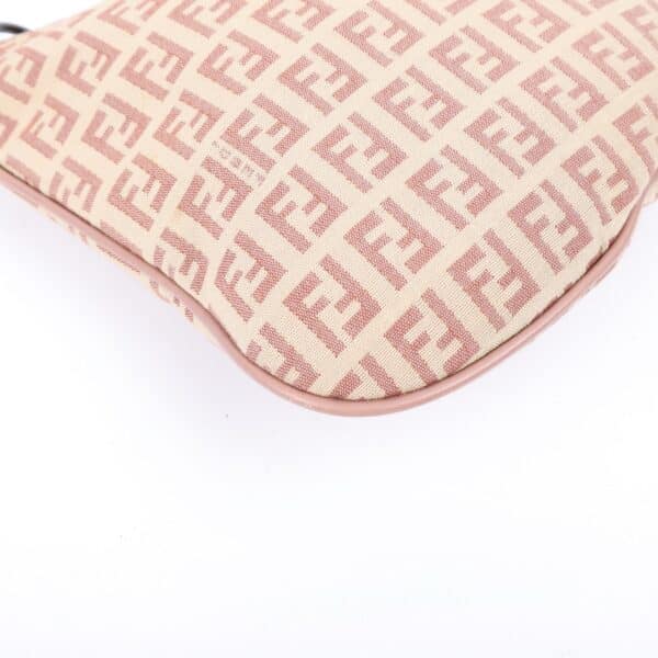 Fendi pink zucca 2 Fendi Zucchino Oyster Pink FF Canvas Shoulder Bag Vintage Y2K