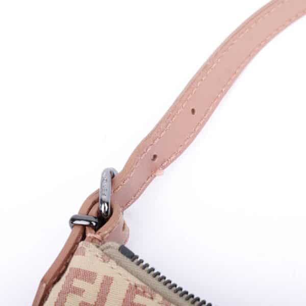 Fendi pink zucca 5 Fendi Zucchino Oyster Pink FF Canvas Shoulder Bag Vintage Y2K