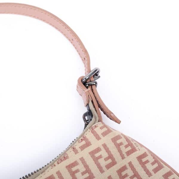 Fendi pink zucca 6 Fendi Zucchino Oyster Pink FF Canvas Shoulder Bag Vintage Y2K