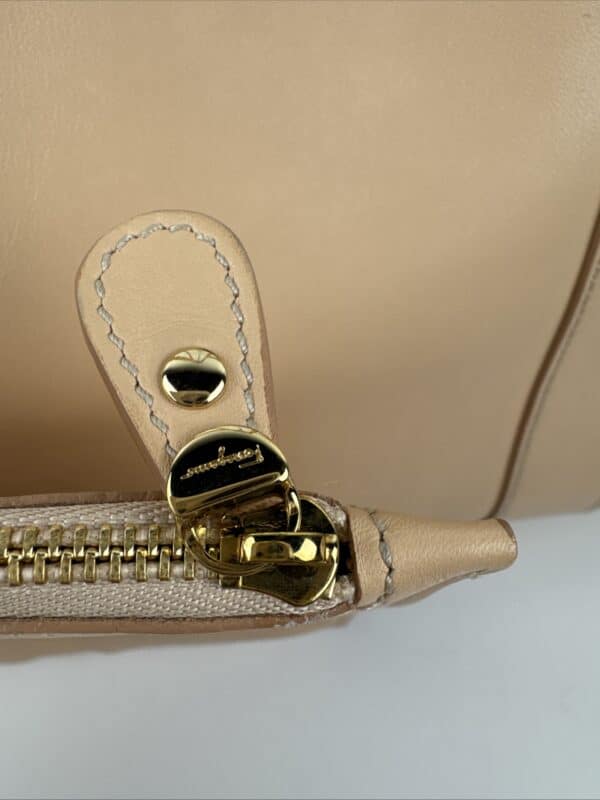IMG_5579 Salvatore Ferragamo Sookie Leather Shoulder Bag – Bisque / Almond