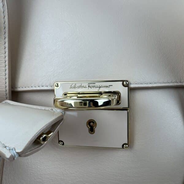 IMG_5580 Salvatore Ferragamo Sookie Leather Shoulder Bag – Bisque / Almond