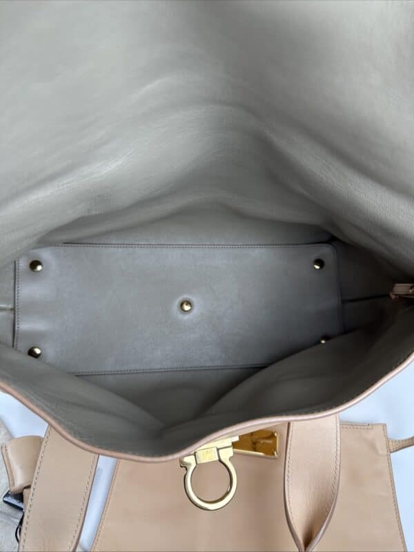 IMG_5581 Salvatore Ferragamo Sookie Leather Shoulder Bag – Bisque / Almond