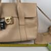 IMG_5585 Salvatore Ferragamo Sookie Leather Shoulder Bag – Bisque / Almond