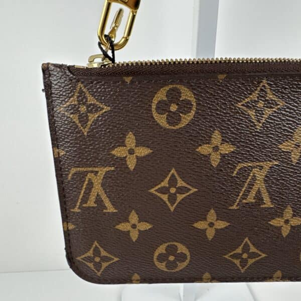 IMG_5624 Louis Vuitton Neverfull Monogram Pochette Pouch with Vachetta Wrist Strap