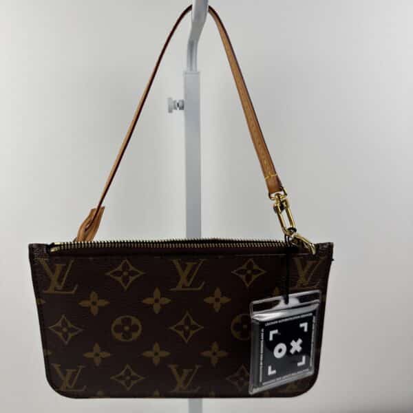 IMG_5625 Louis Vuitton Neverfull Monogram Pochette Pouch with Vachetta Wrist Strap