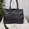 IMG_6072 Prada Black Vitello Danio Leather Top Handle Satchel Bag Nero Silver hardware