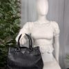 IMG_6122 Prada Black Vitello Danio Leather Top Handle Satchel Bag Nero Silver hardware