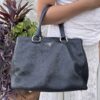 IMG_7261 Prada Black Vitello Danio Leather Top Handle Satchel Bag Nero Silver hardware